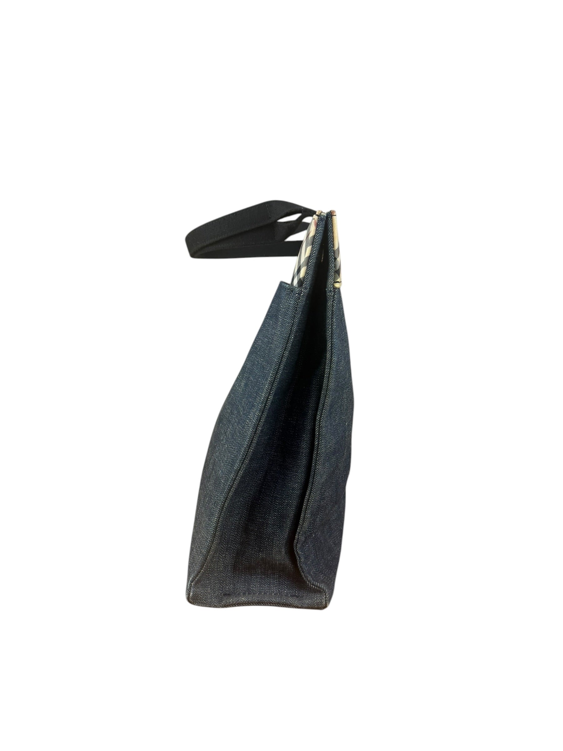 Burberry Vintage Blue Label Denim Nova Check Tote Bag