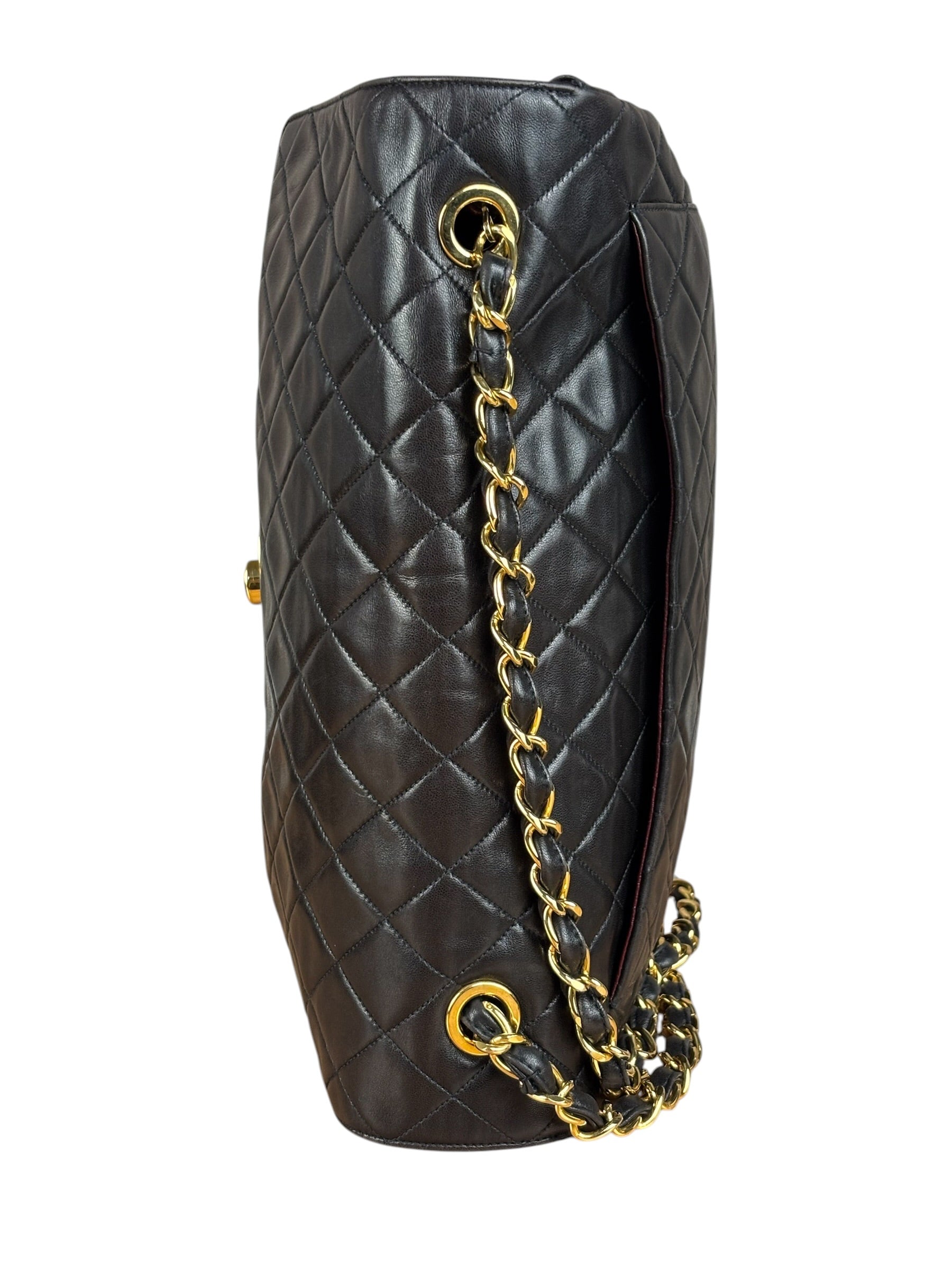 Chanel Vintage Brown Leather Jumbo Flap Bag