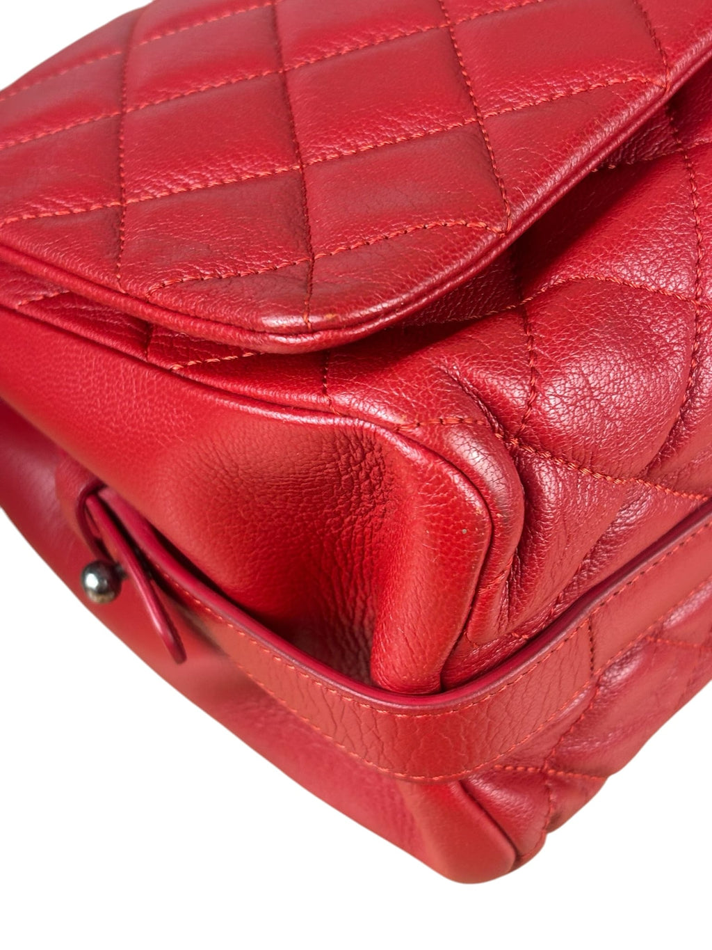 Chanel Red Quilted Lambskin Flap Bag 2015