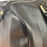 Fendi Grey/Black Leather Striped Boston Bag