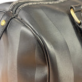 Fendi Grey/Black Leather Striped Boston Bag
