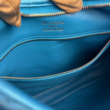 Balenciaga Blue Satin/Leather Trim Leopolda Small Hobo Bag