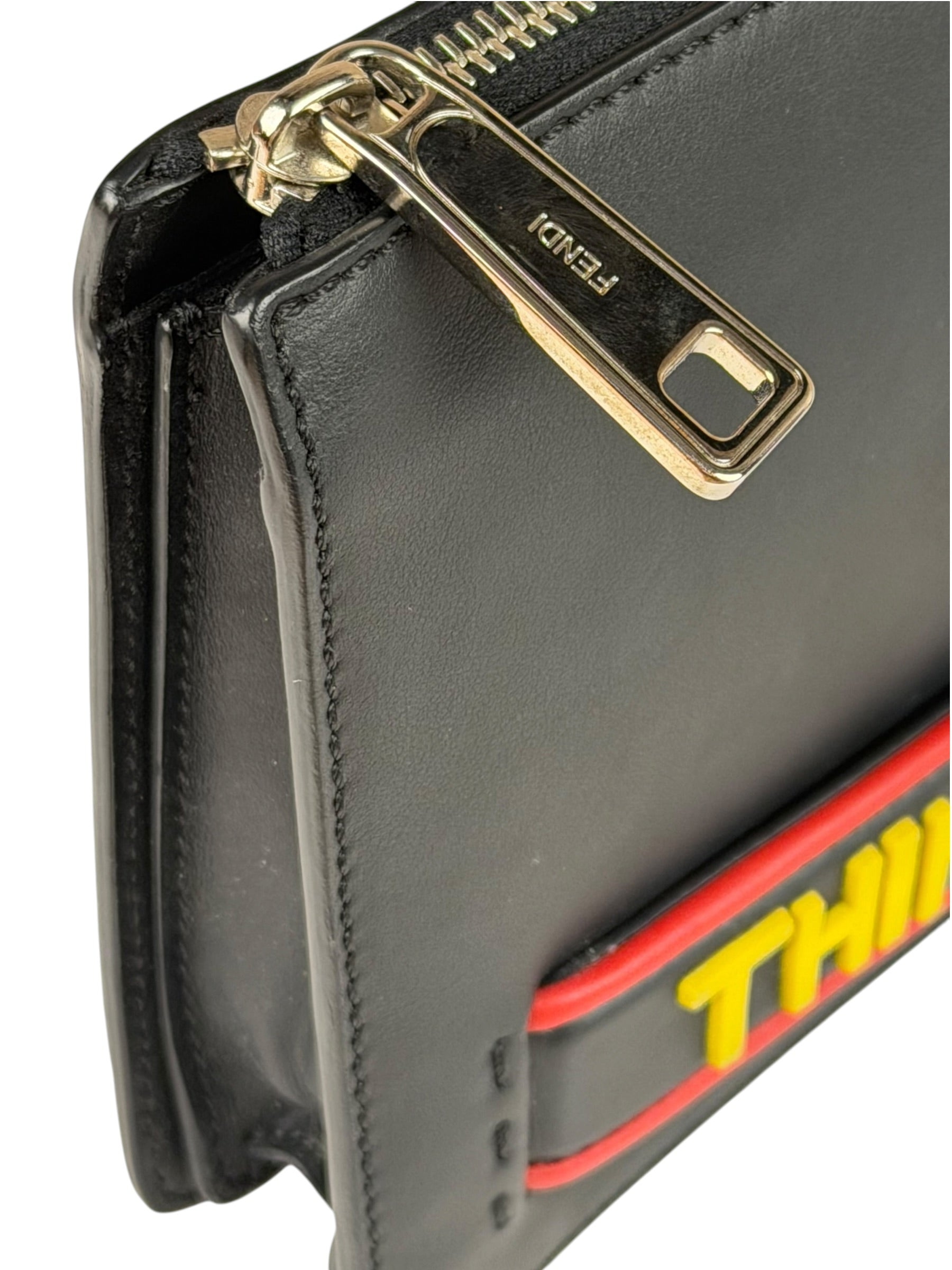 Fendi Black Leather Think Fendi Clutch