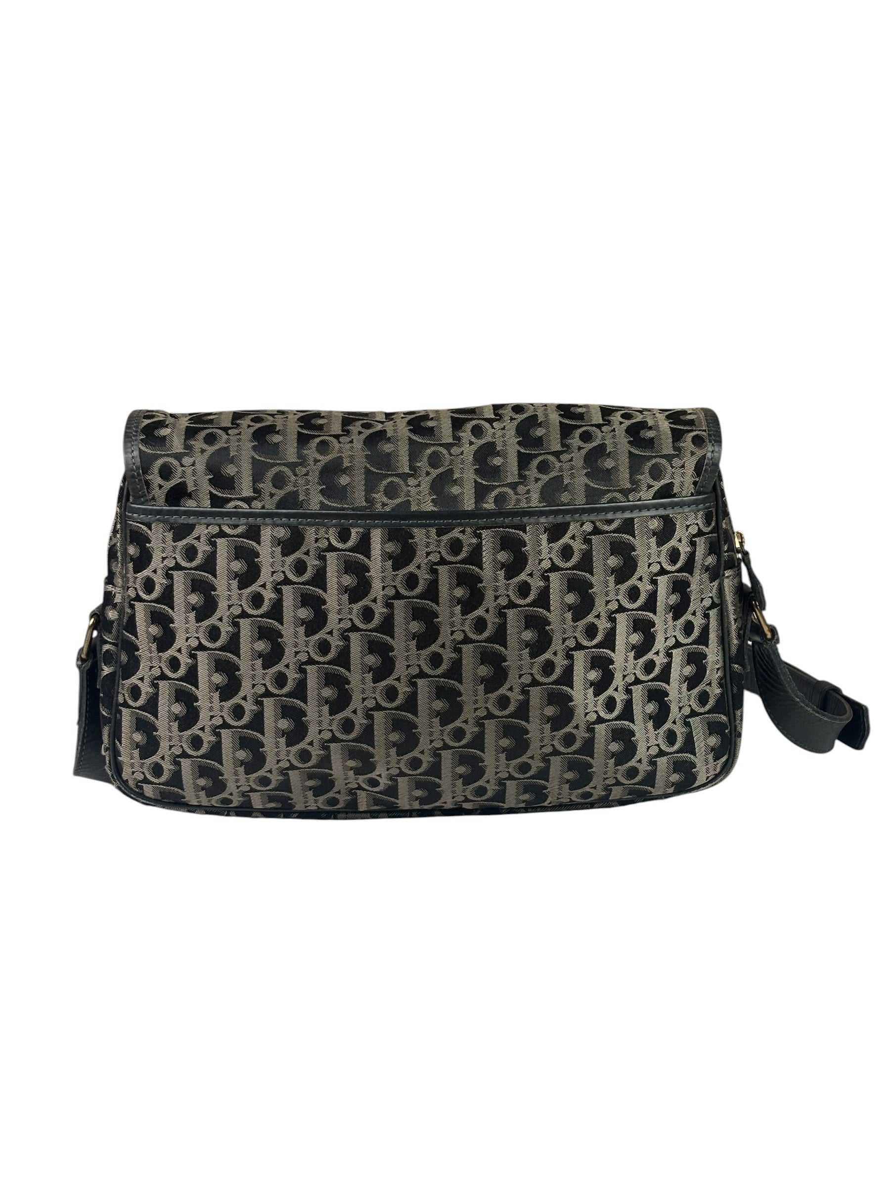 Christian Dior Vintage Black Leather Trim Trotter Crossbody Bag