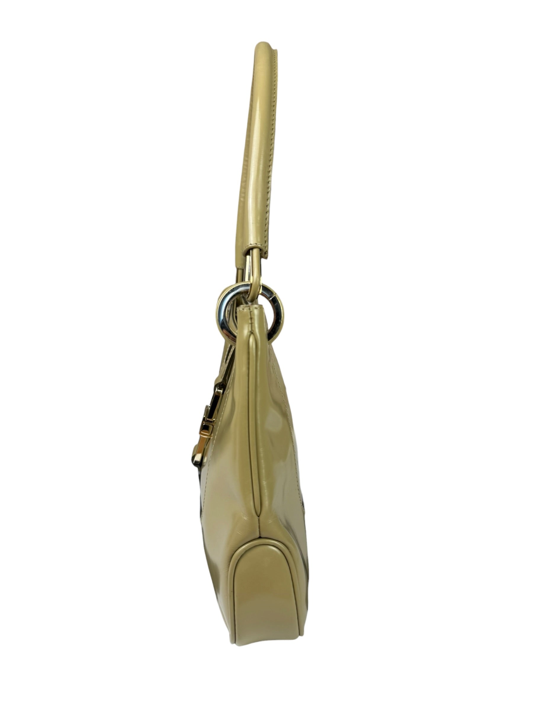 Gucci Vintage Beige Patent Leather Lady Lock Jackie Shoulder Bag