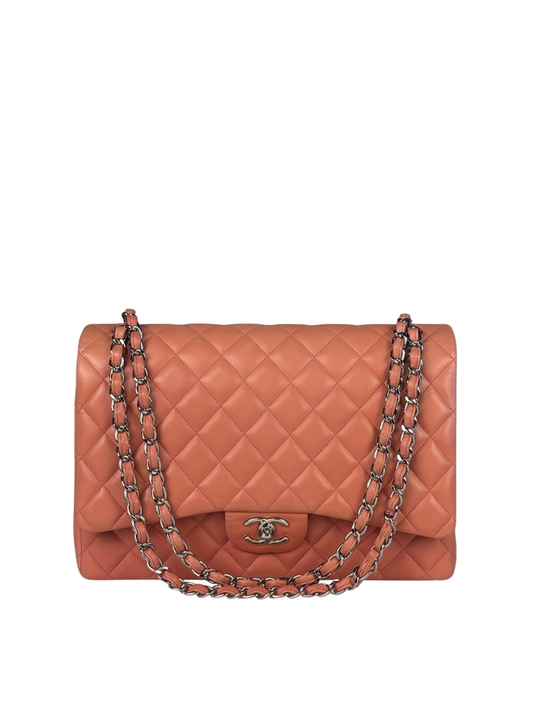 Chanel Pink Quilted Lambskin Classic Large Double Flap Bag 2012