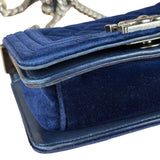 Chanel Blue Velvet Quilted Mini Boy Bag 2012