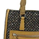 Prada Vintage Brown/Black Woven Tweed Trim Tote Handbag