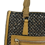 Prada Vintage Brown/Black Woven Tweed Trim Tote Handbag