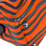 Fendi Navy/Red Leather Trim/Suede Dotcom Striped Two-Way Bag