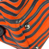 Fendi Navy/Red Leather Trim/Suede Dotcom Striped Two-Way Bag