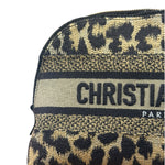 Christian Dior Beige Woven Leopard Print Cosmetic Pouch