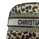 Christian Dior Beige Woven Leopard Print Cosmetic Pouch