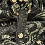 Chanel Black CC Jacquard Chain Silver Metallic Bowler Handbag 2005