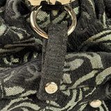 Chanel Black CC Jacquard Chain Silver Metallic Bowler Handbag 2005