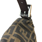 Fendi Brown Leather Trim Baguette