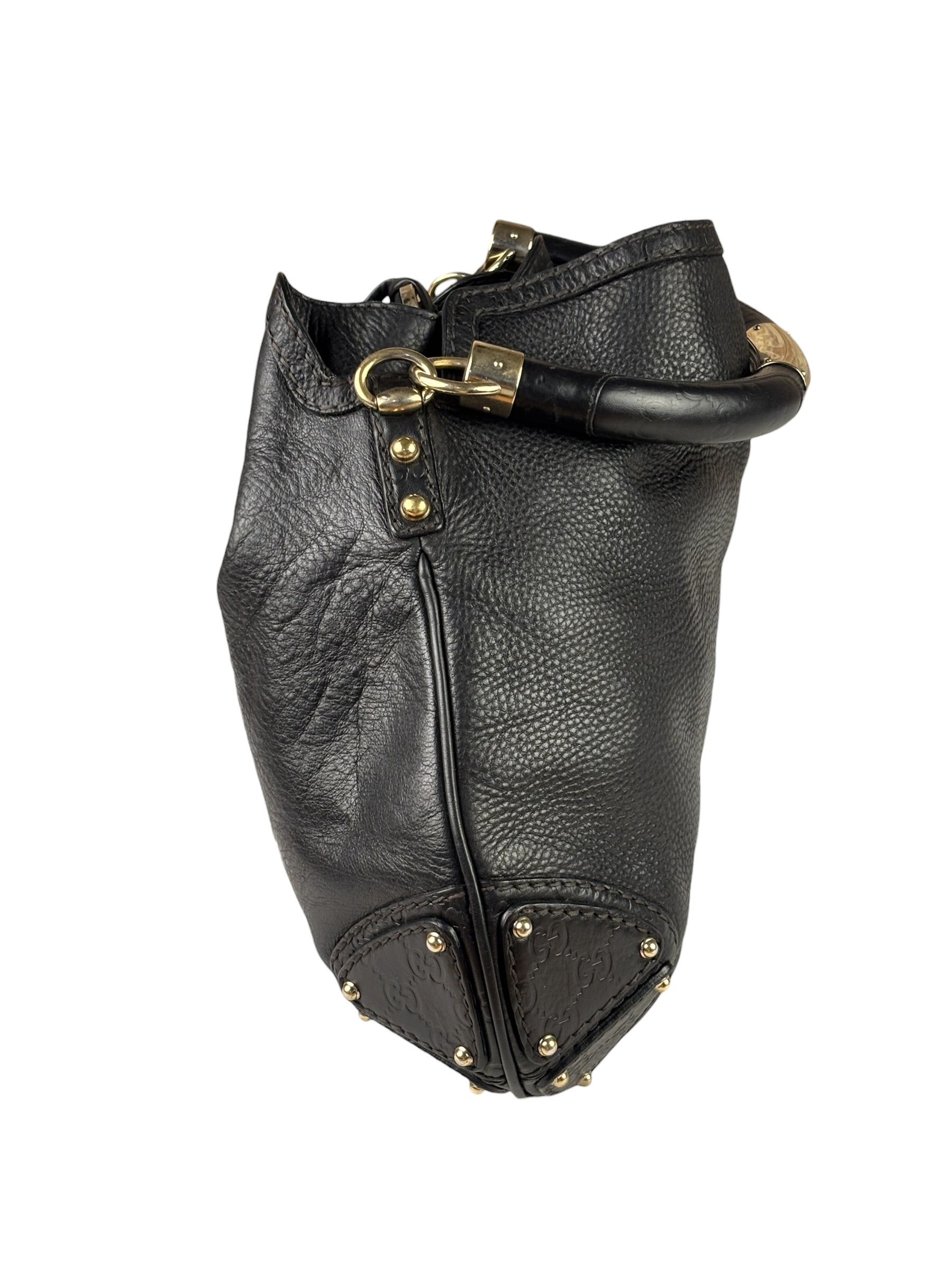 Gucci Black Leather Indy Hobo Bag