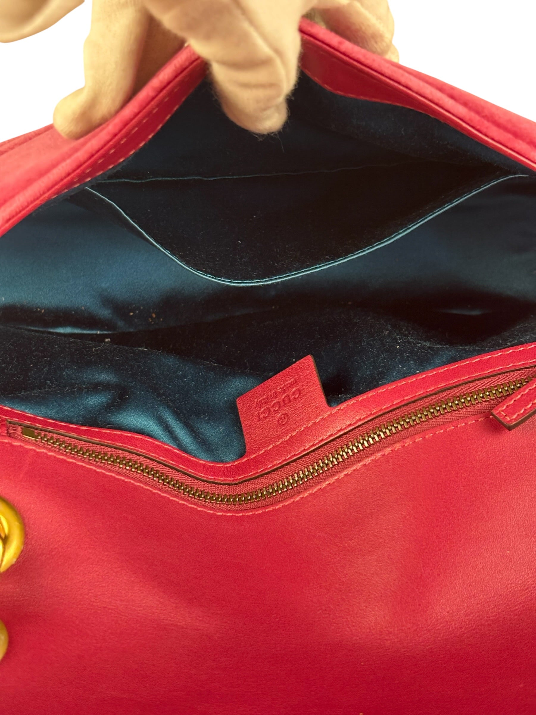 Gucci Pink GG Velvet Marmont "Blind for Love" Flap Bag