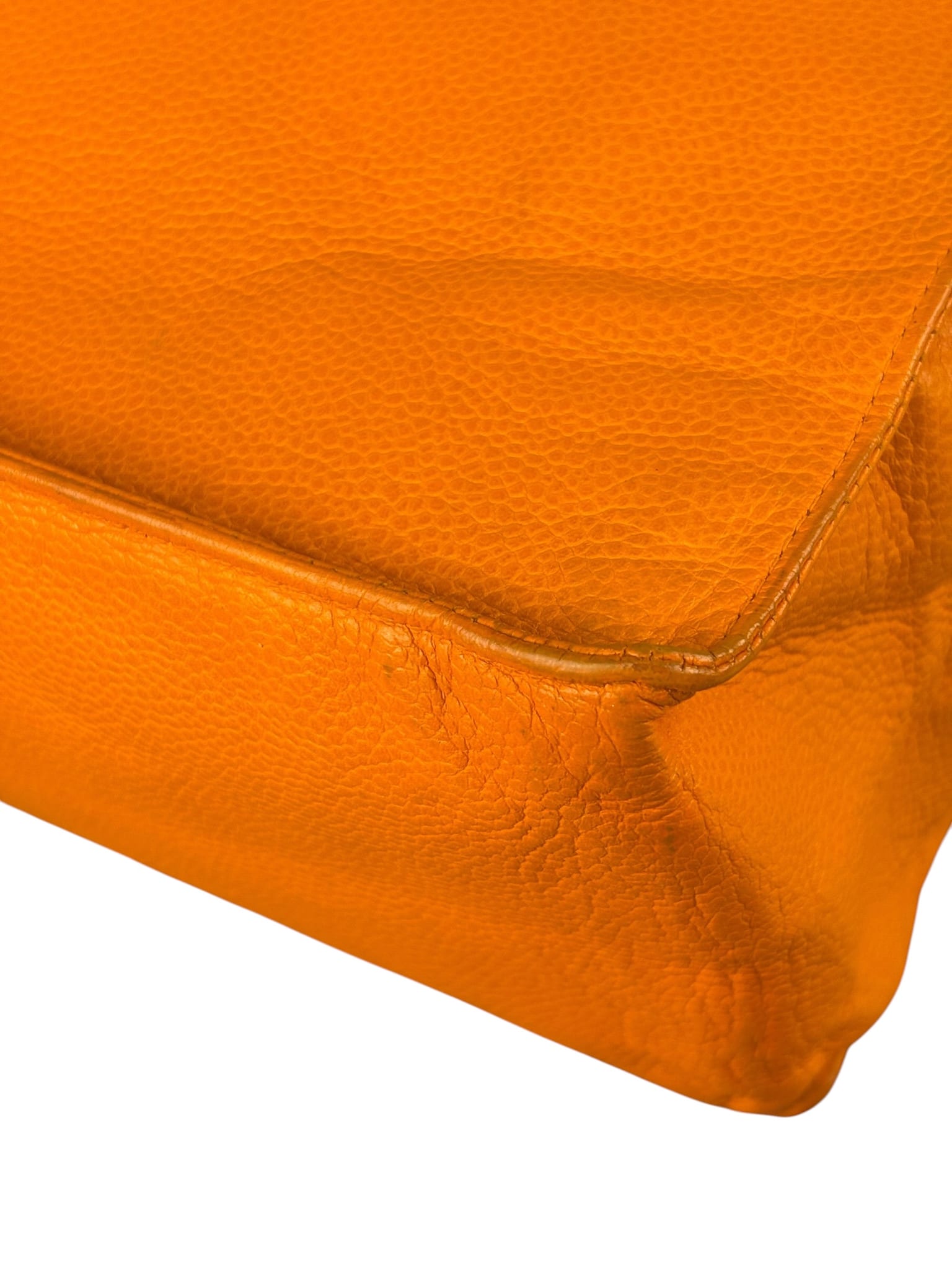 Chanel Vintage Orange Caviar Leather Tote 1989