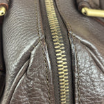 Burberry Vintage Brown Pebbled Leather Double Pocket Satchel Handbag
