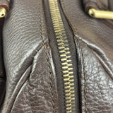 Burberry Vintage Brown Pebbled Leather Double Pocket Satchel Handbag