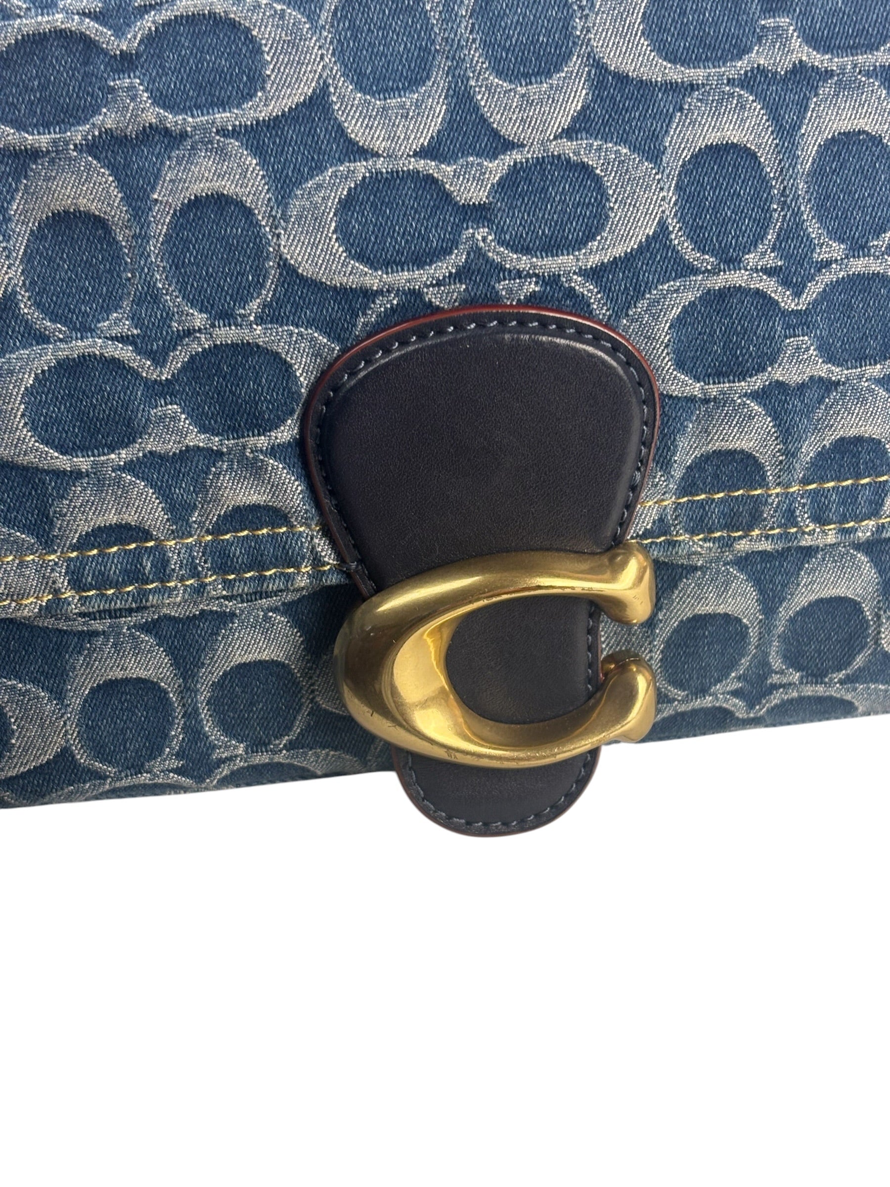 Coach Signature Blue Jacquard Denim Soft Tabby Shoulder Bag