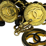Chanel Leather Chain Strap Belt Black/Gold Tone
