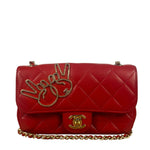 Chanel Red Lambskin Timeless Small Shoulder Bag 2017
