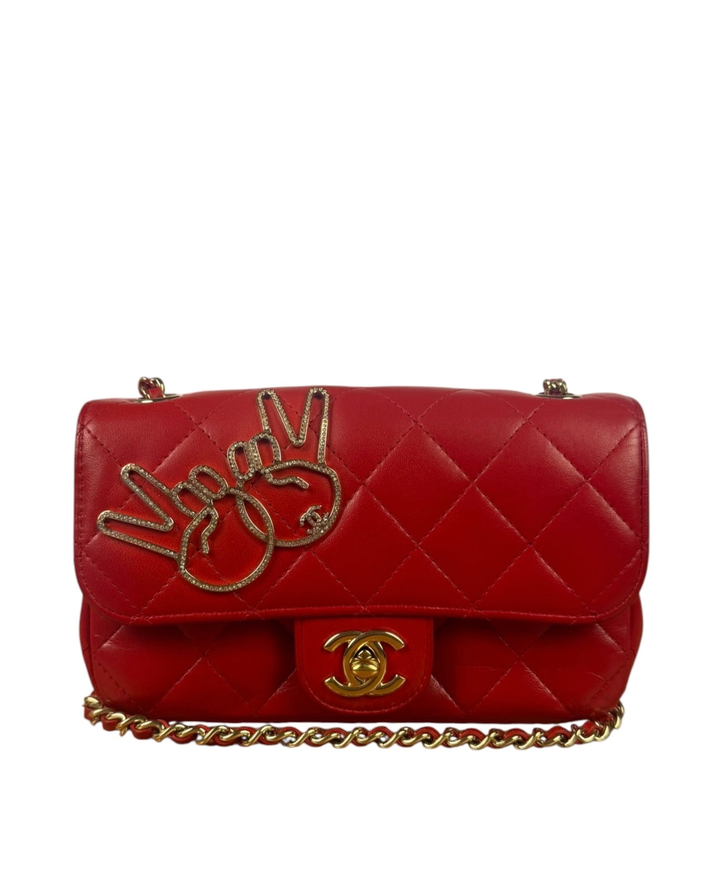 Chanel Red Lambskin Timeless Small Shoulder Bag 2017