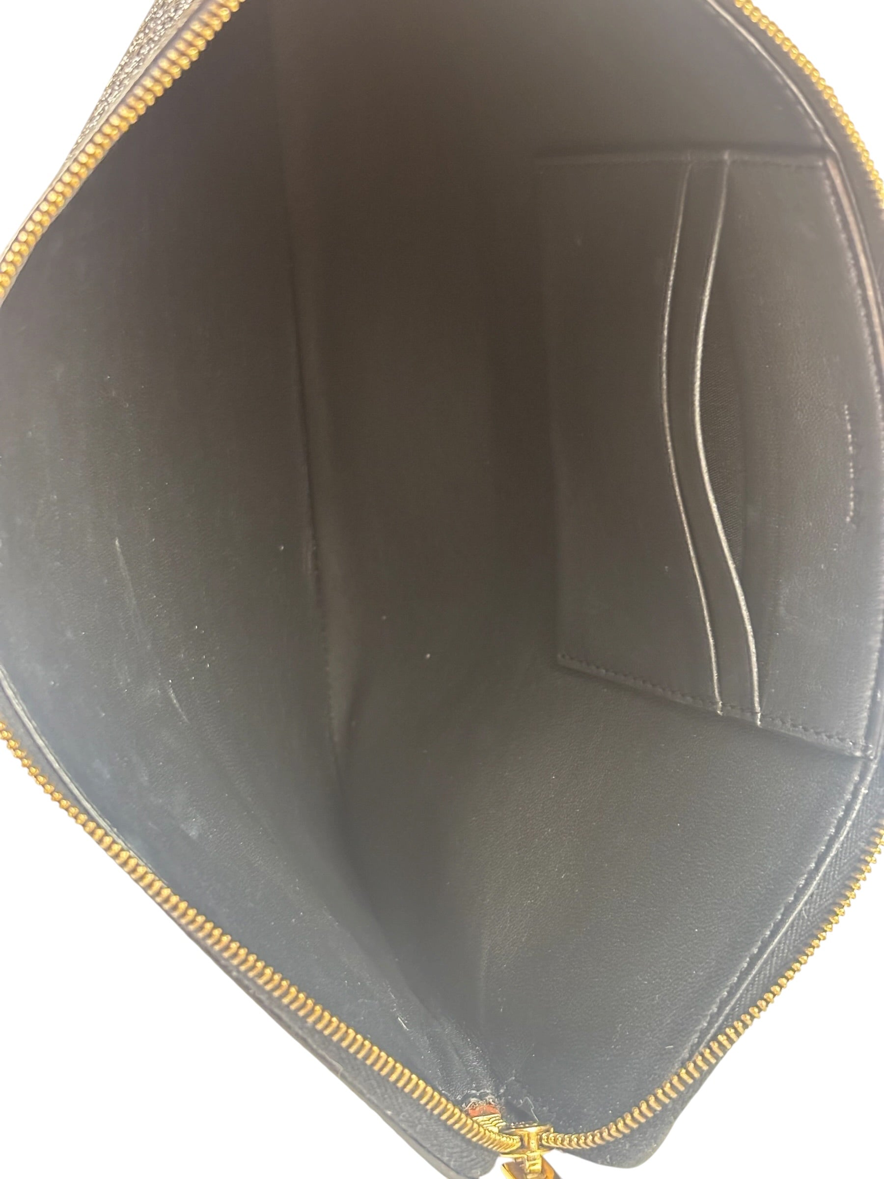 Celine Black Leather Solo Zipper Clutch