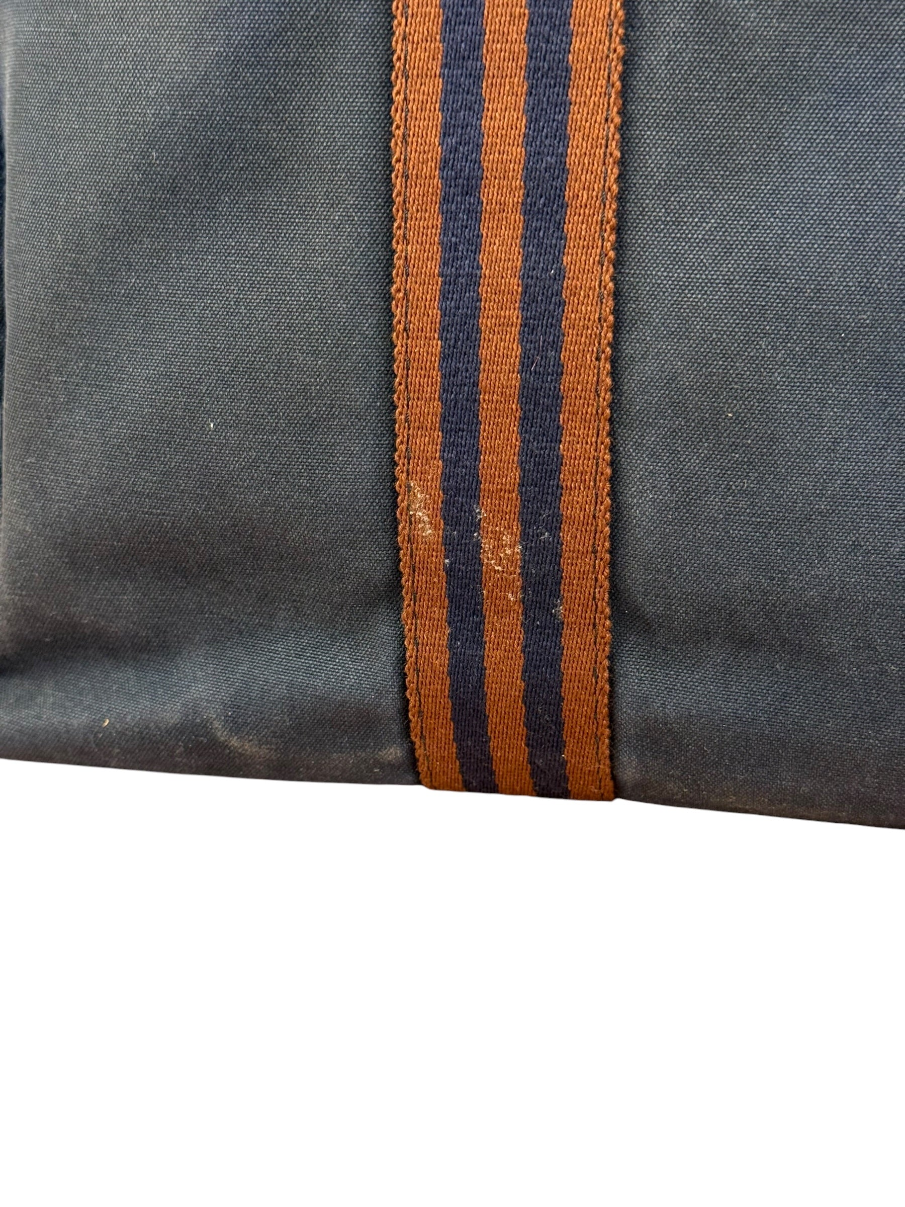 Hermes Vintage Blue/Brown Fourre-Tout Canvas Tote Bag MM