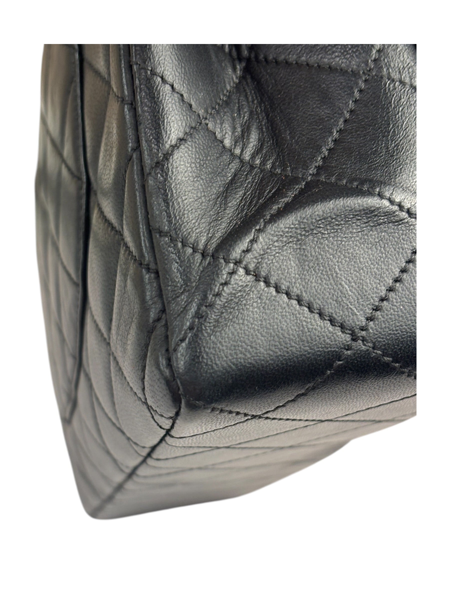 Chanel Vintage Black Quilted Leather Double Flap Bag 1995