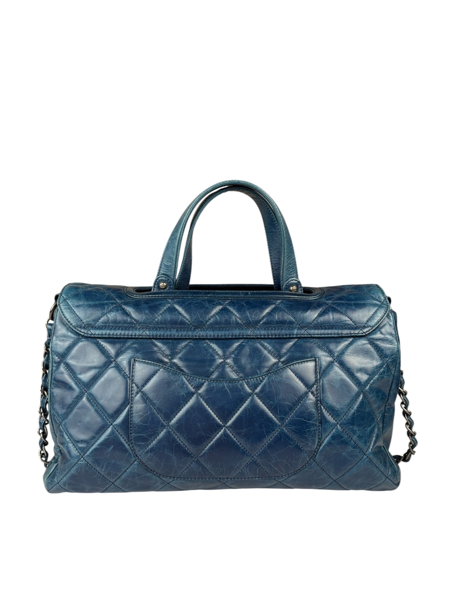 Chanel Blue Quilted Calfskin Large Convertible Boy Two-Way Bag 2012