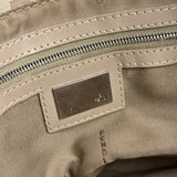 Fendi Grey Leather Trim Zucca Baguette