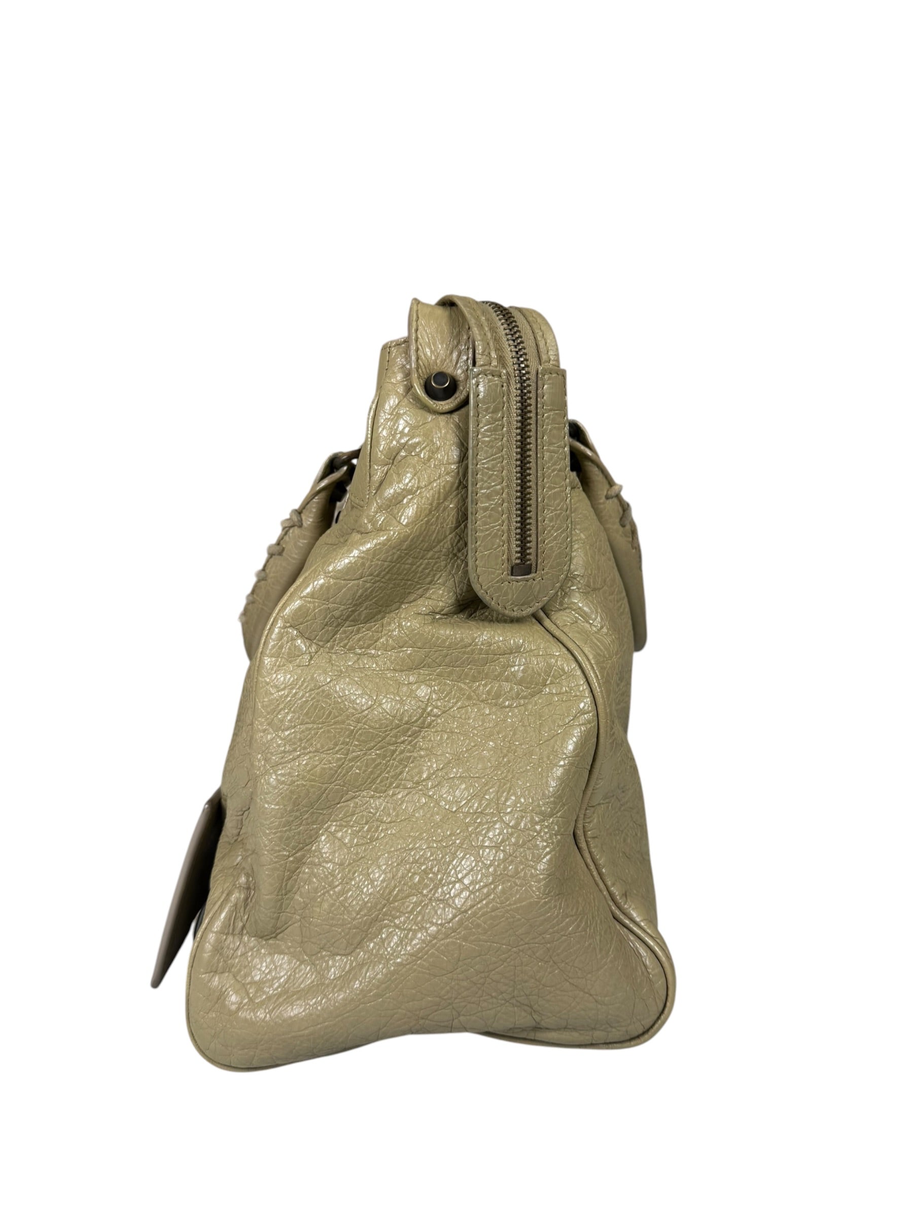 Balenciaga Olive Lambskin Velo Moto Two-Way Bag