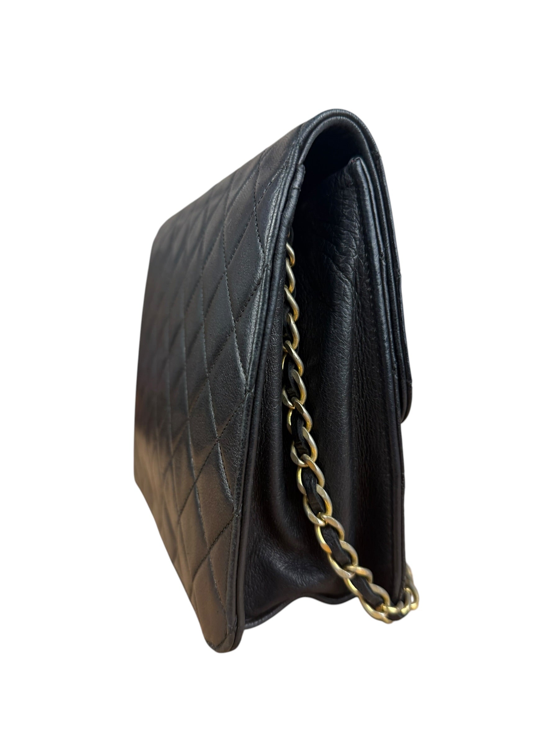 Chanel Black Diamond Stitch Lambskin Square Flap 1988