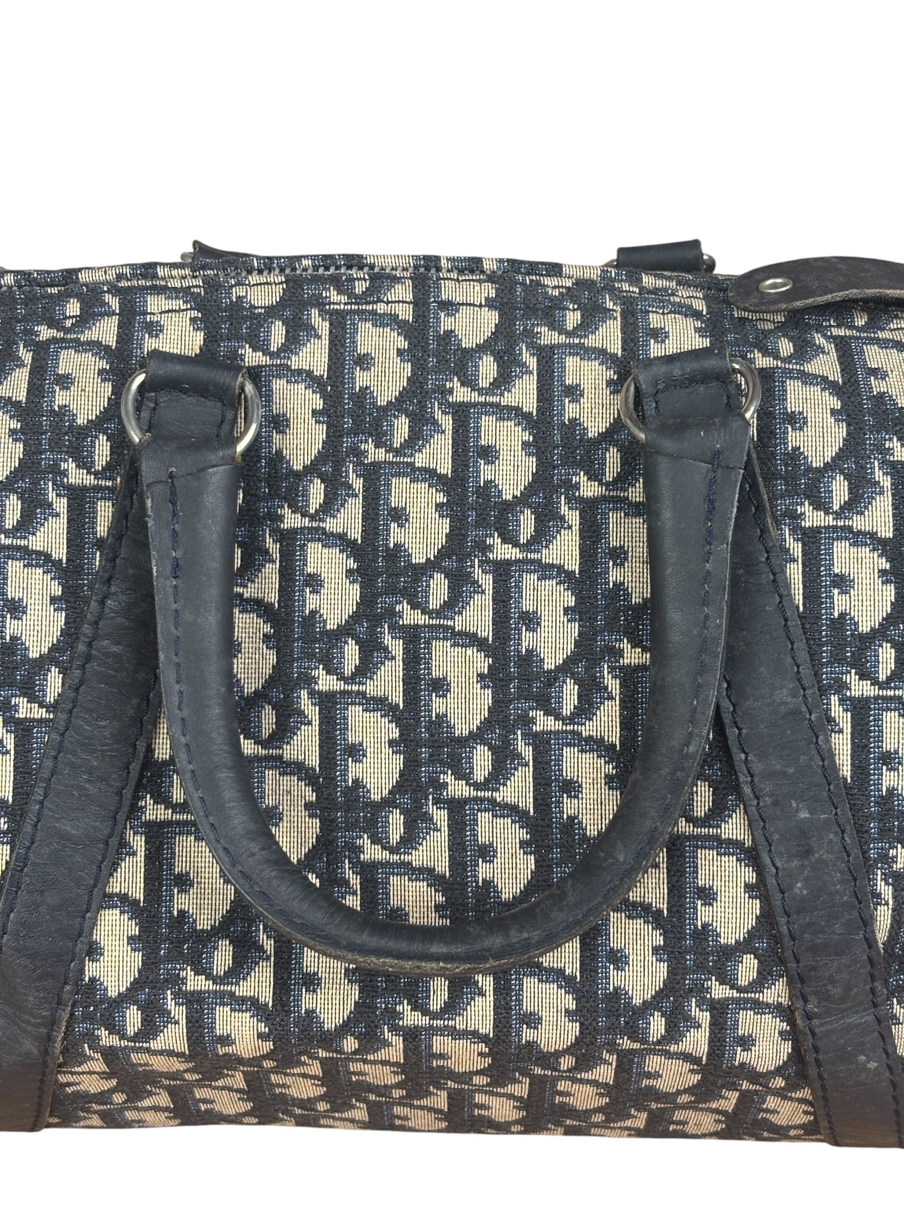 Christian Dior Vintage Blue Oblique Trotter Boston Bag