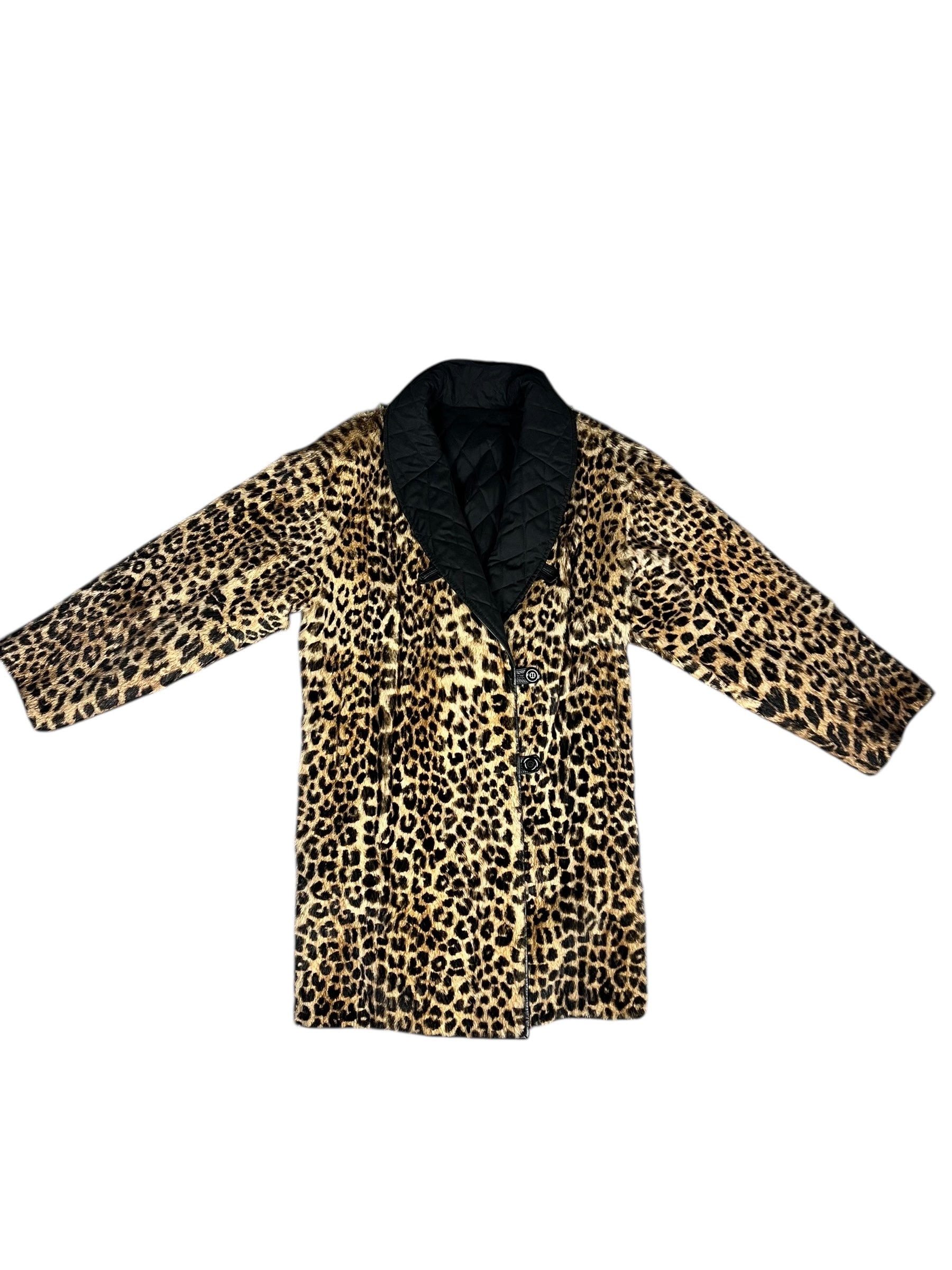 Emba Vintage Cheetah Print Fur Reversible Coat