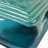 Chanel Teal Quilted Patent Leather Boy Flap Bag 2014