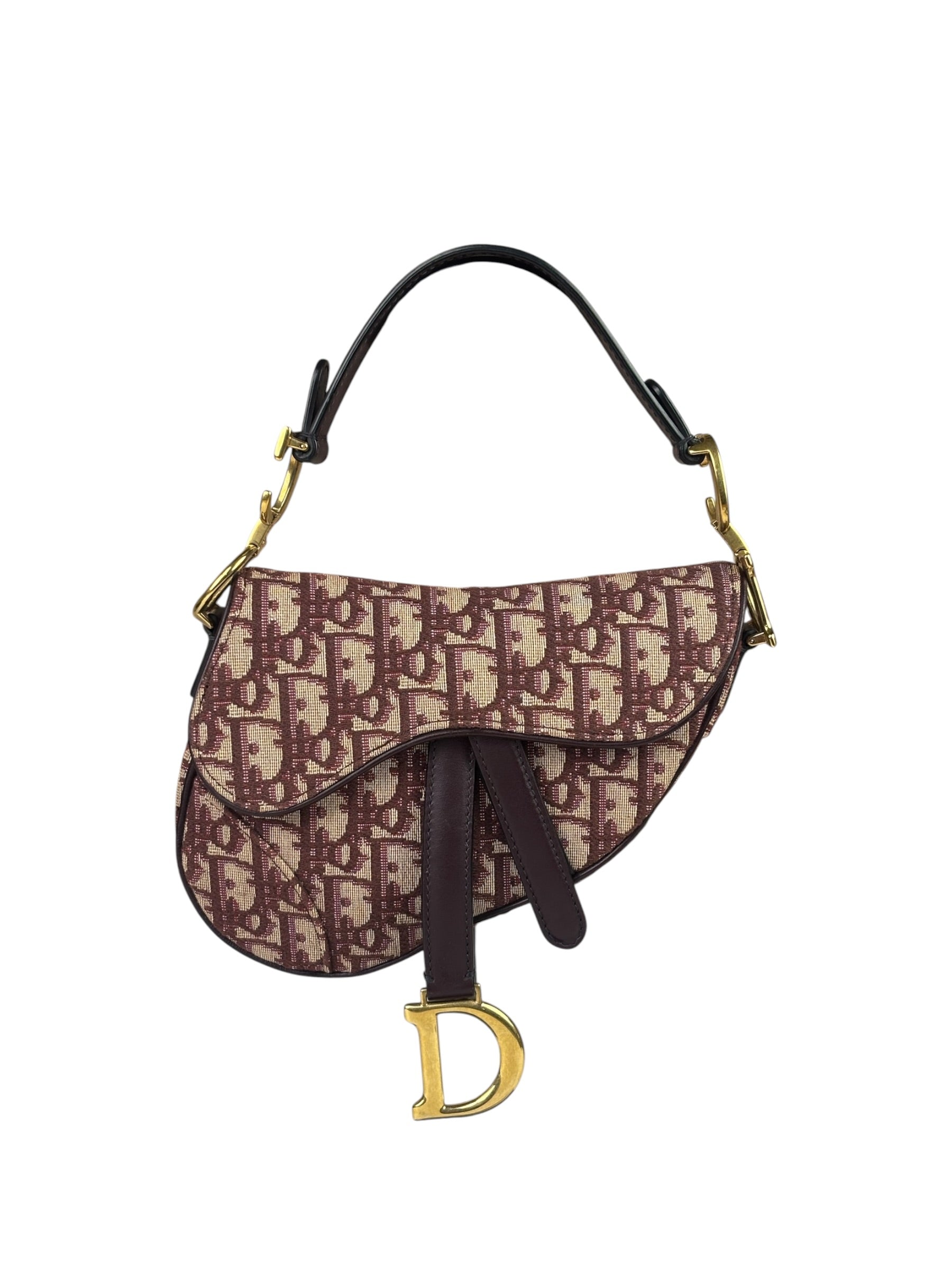 Christian Dior Burgundy Trotter Mini Saddle Bag