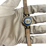 Gucci 2000L Champagne Dial Black Strap
