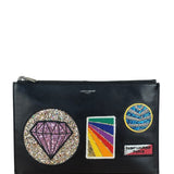 Saint Laurent Black Leather Patchwork Pouch
