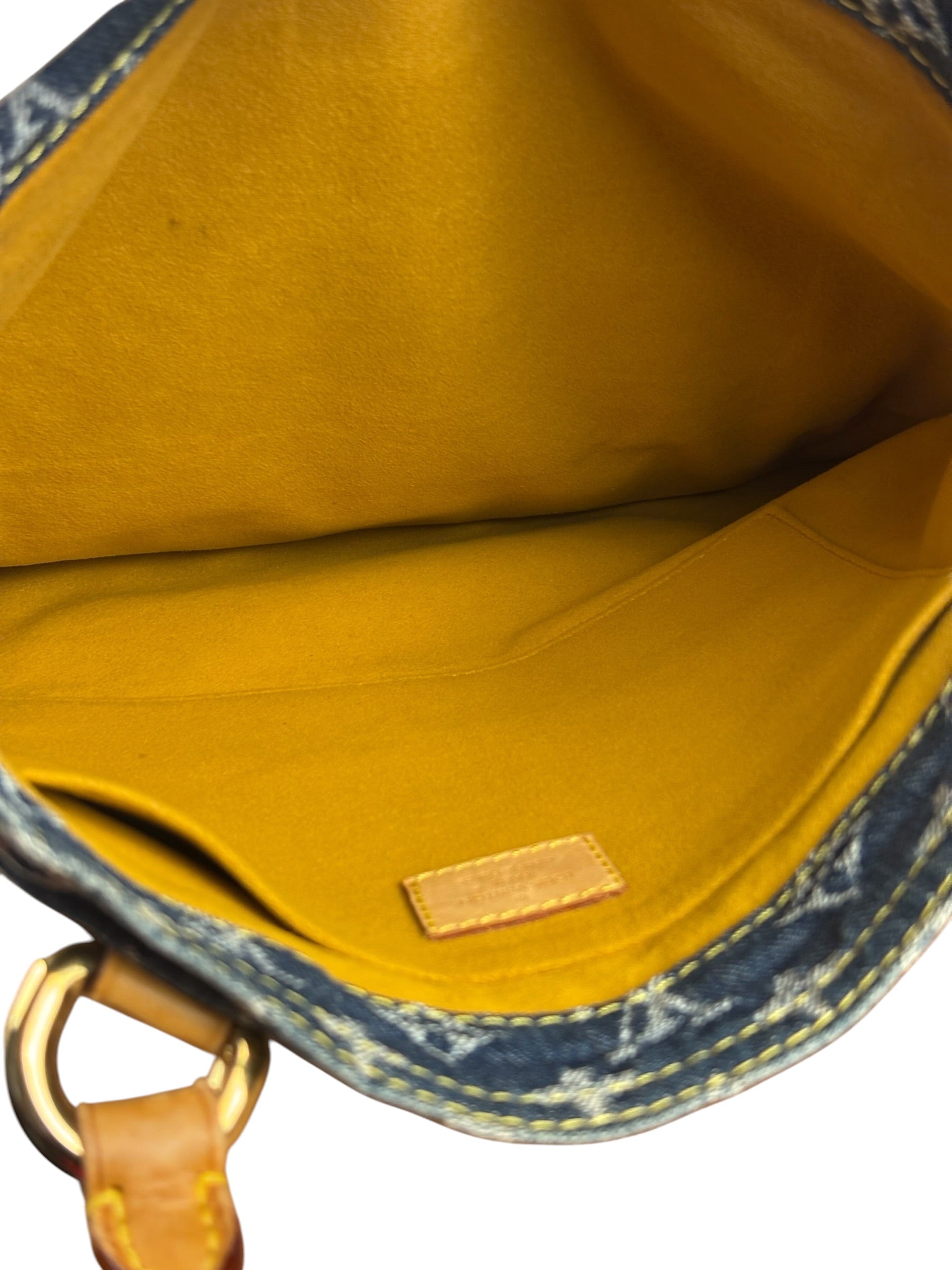 Louis Vuitton Denim Leather Trim Monogram Flat Tote Bag