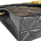 Chanel Black Quilted Leather Envelope Flap Bag Early 90's