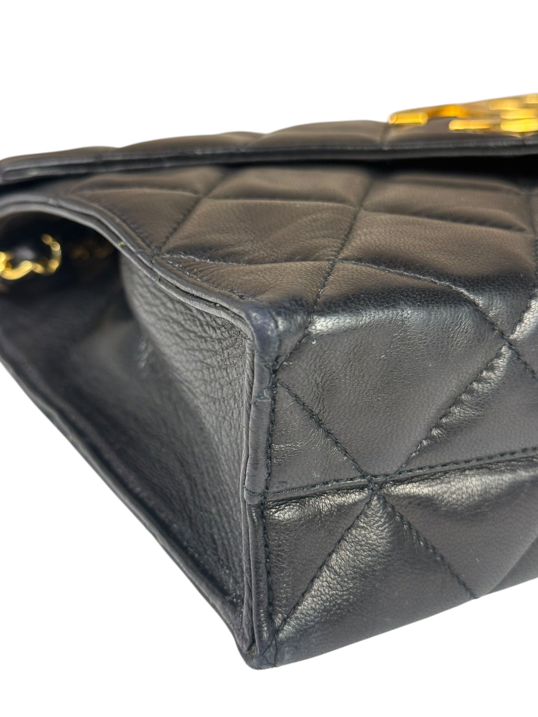 Chanel Black Quilted Leather Envelope Flap Bag Early 90's