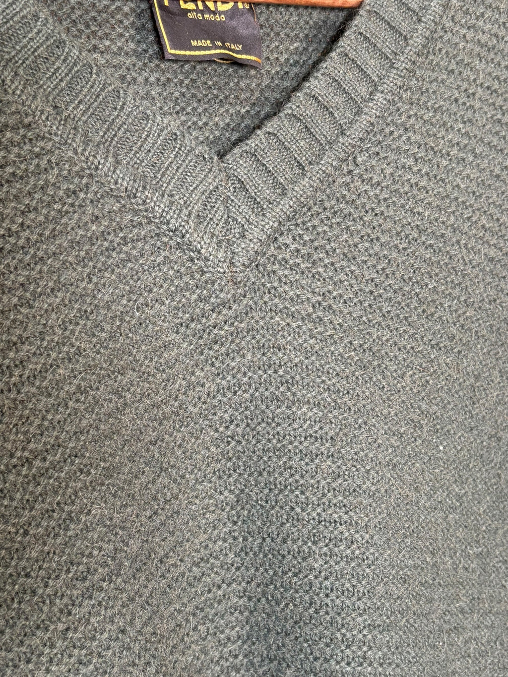 Fendi Green Vintage V-Neck Sweater