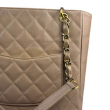 Chanel Beige Quilted Caviar Petite Shopping Tote 2004