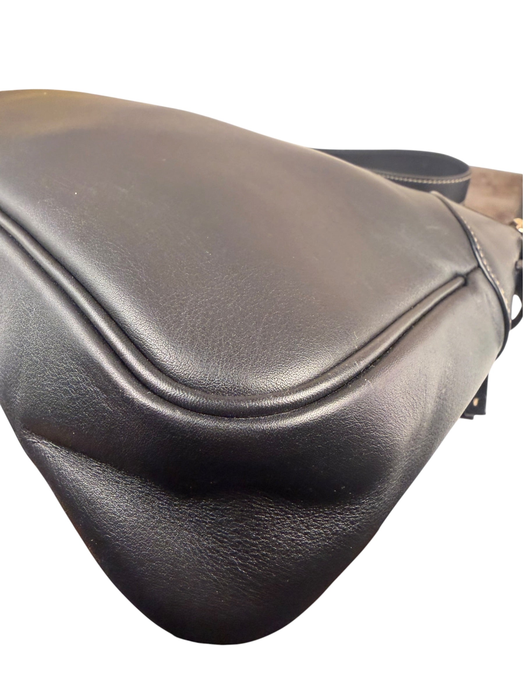 Gucci Black Leather GG Emblem Hobo Bag