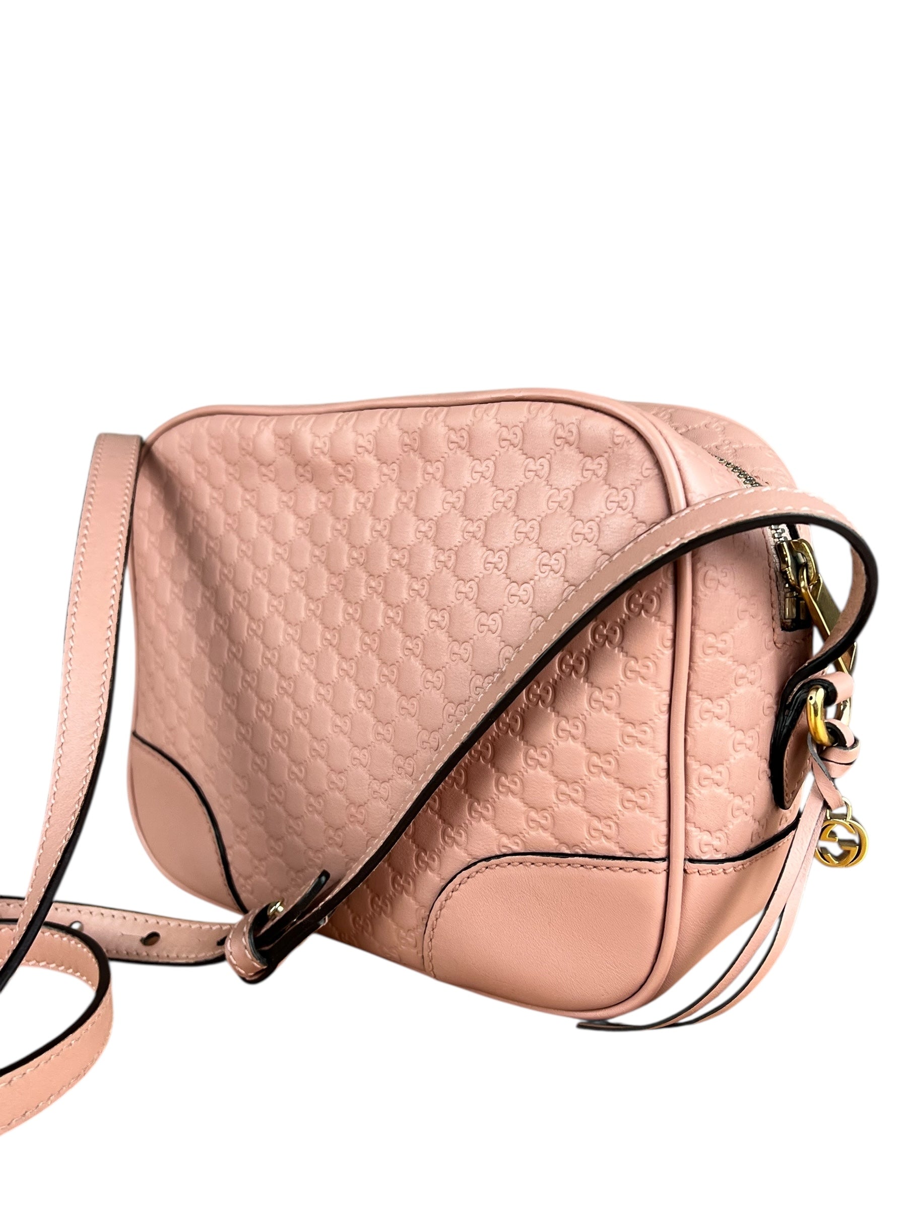 Gucci Bree Microguccissima Leather Camera Bag Pink