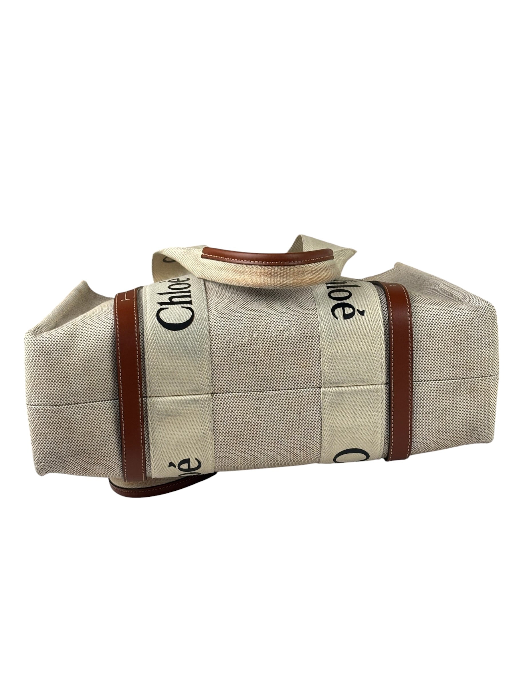 Chloé Canvas Beige/Brown Medium Woody Tote